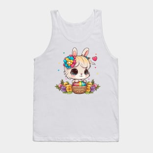 Happy Easter Baby Bunny With Flowers Tank Top